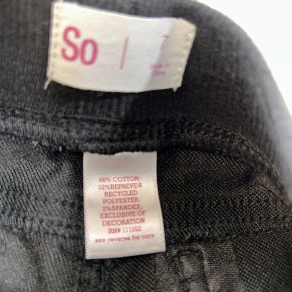 So Girls Shorts Elastic Tie Black Size 7 - Picture 3 of 6